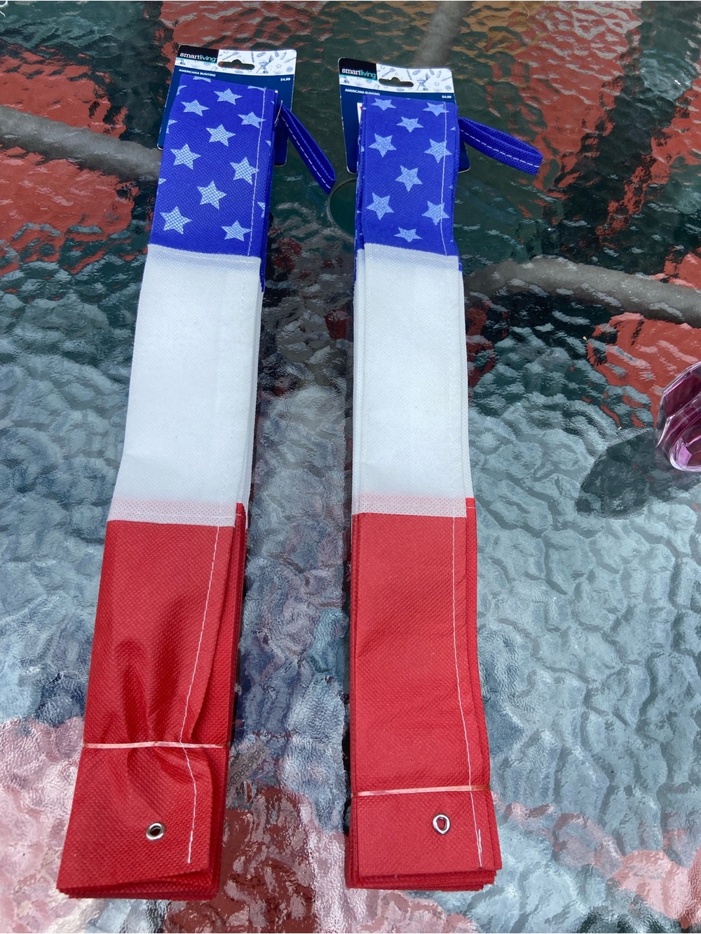 Lot of 2 Smart Living Americana Patriotic Bunting Banners Red White Blue NWT - Picture 2 of 4